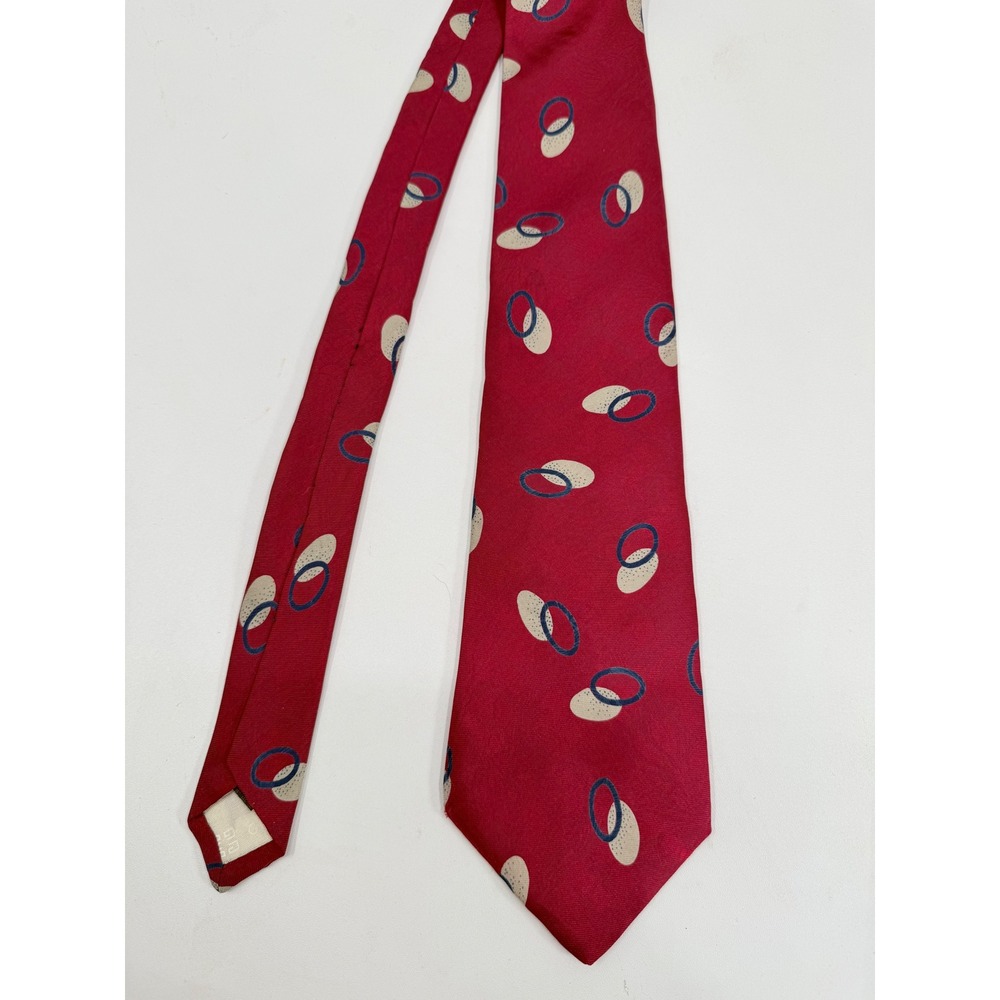 Givenchy Monsieur Necktie Mens OS Red Geometric Abstract Silk Italy Designer Vtg
